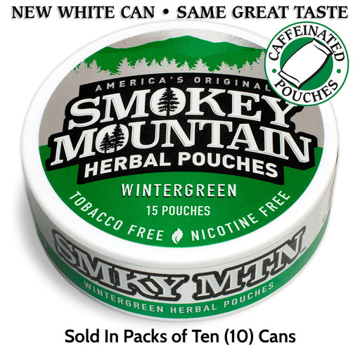 Smokey Mountain Nicotine-Free Tobacco-Free Herbal Pouches 10-Can Wintergreen Flavor Wholesale Box