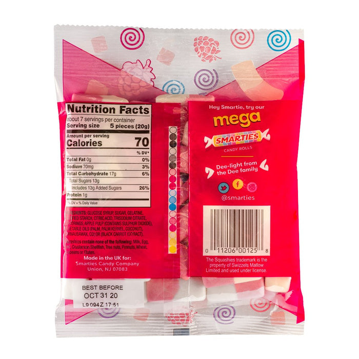 Squashies Smarties Squashies 5oz Chewy Candy Pack of 12 Wholesale