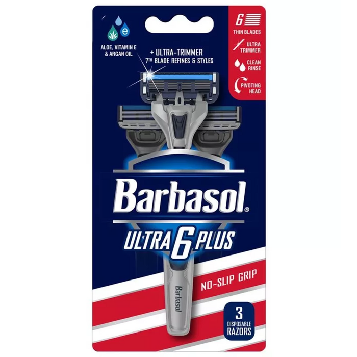 Barbasol Ultra 6 Plus Premium Disposable Razors - 3 Count