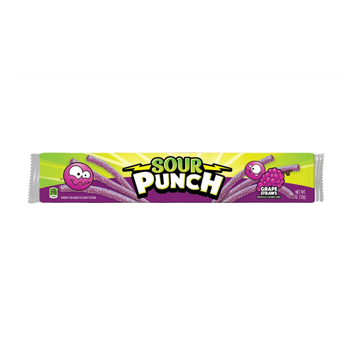 Sour Punch Grape Straws individual 2 oz candy tray