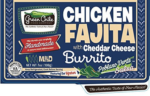 Green Chile Food Company, Chicken Fajita w/ Cheddar Burrito, 7 oz., (Pack of 12)