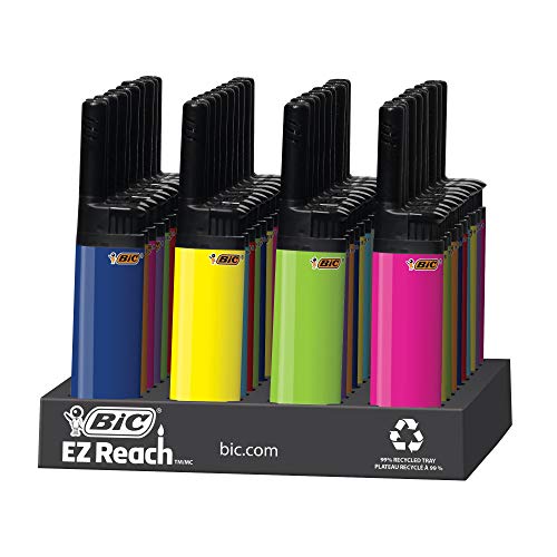 BIC EZ Reach Lighter, Assorted Colors, 40-Count Tray (Colors Will Vary), Great for Candle Lighting