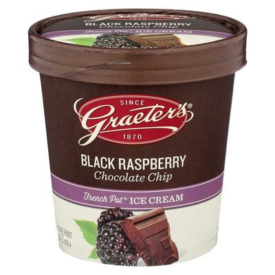 Graeter's - Handcrafted, French Pot Ice Cream - Black Raspberry Chocolate Chip, Pint (8 count)