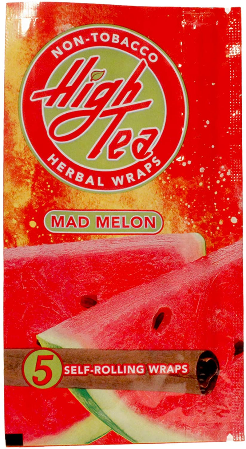 High Tea Non Tobacco All Natural Herbal Smoking Wraps - Mad Melon - 125 Self Rolling Wraps, Made from Tea Leaves