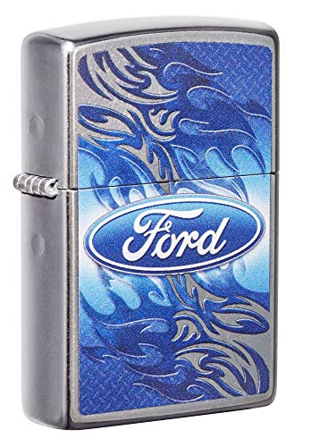 Zippo Ford Blue Flame Script in Oval Logo Street Chrome Pocket Lighter