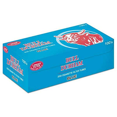 Bull Durham Cigarette Filter Tubes Light Blue 100mm Size 200ct (5-Boxes)