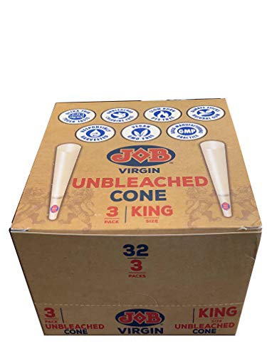 Job Virgin Unbleached Cones Ultra Thin Cones King Size 32-3 Packs (1-Box)