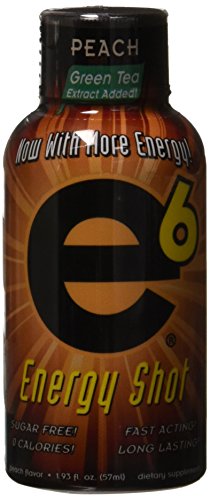 E-6 Energy Shot Peach Flavor, Pack of 12