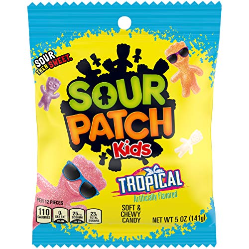 Sour Patch Kids Sweet and Sour Gummy Candy, Tropical, 5 Ounce