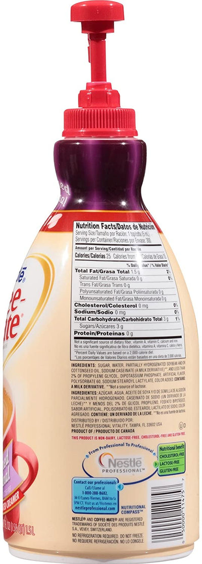 Coffee Mate Liquid Concentrate 1.5 Liter Pump Bottle - Variety 3 Pack (Original Sweetened Cream, French Vanilla & Hazelnut)