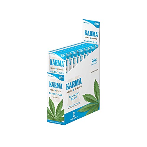 Karma Hemp - Natural Hemp Wraps - Non GMO - 2 Wraps Per Pack - 25 Pack Display (Blazin Blue)