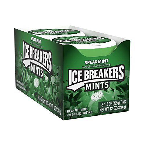 ICE BREAKERS Sugar Free Mints, Spearmint, 1.5 Ounce (Pack of 8)