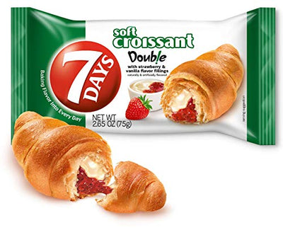 7Days Soft Croissant, Strawberry Vanilla Filling, Perfect Breakfast Pastry or Snack, Non-GMO (Pack of 6)