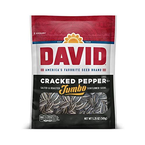 DAVID Roasted Salted Cracked Pepper Jumbo Sunflower Seeds 5.25 oz