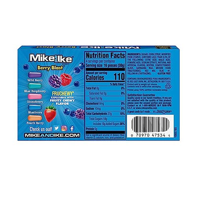 Mike and Ike Candy, Berry Blast, 4.25oz Theater Box, Pack of 12