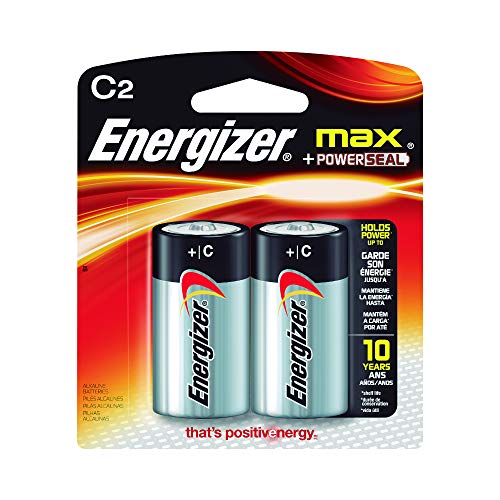 Energizer Max C Batteries, Premium Alkaline C Cell Batteries (2 Battery Count)