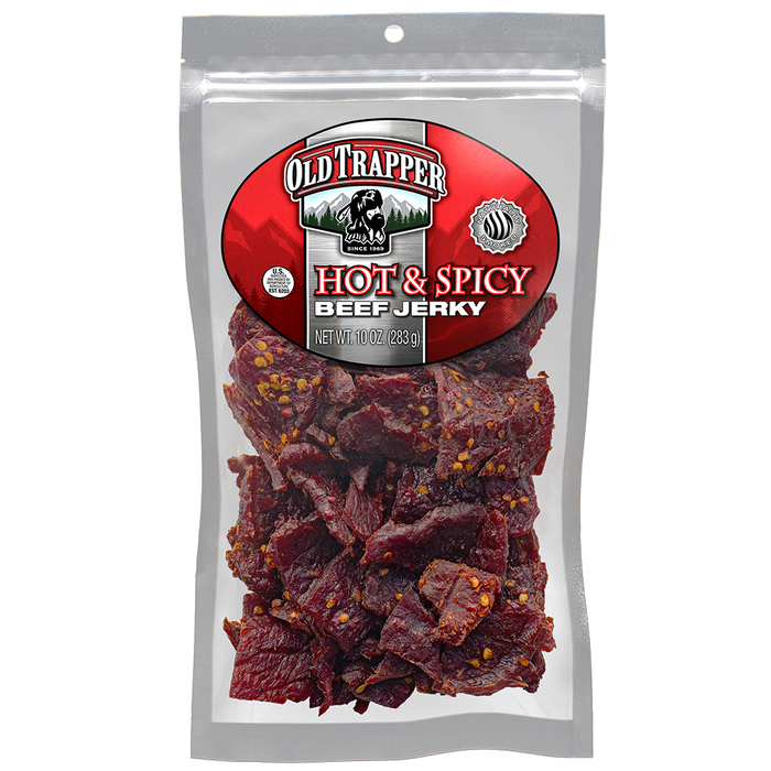 Old Trapper Hot & Spicy Beef Jerky 10oz Wholesale Bags