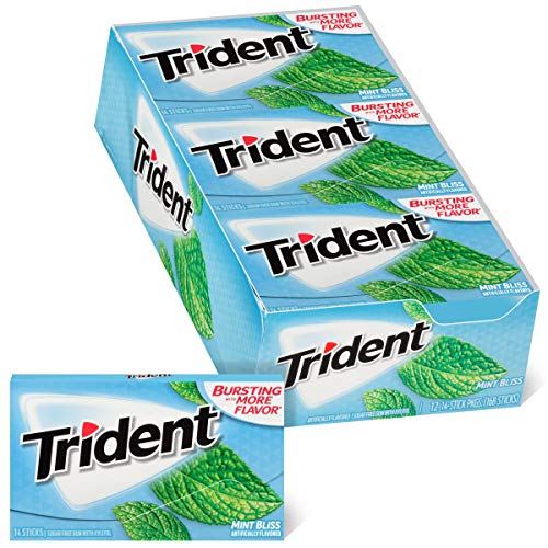 Trident Mint Bliss Sugar Free Gum - with Xylitol - 12 Packs (168 Pieces Total)