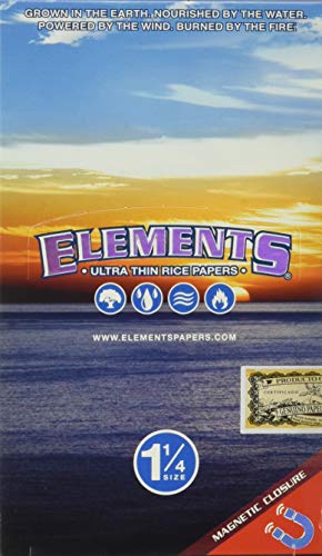 Elements 1.25 1 1/4 Ultra Thin Rice Rolling Paper Magnetic Closure Full Box 25