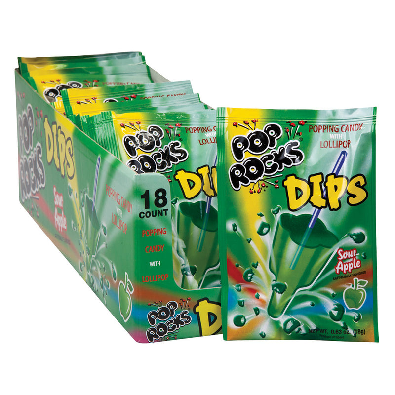 Pop Rocks Dips Sour Apple Dipping Candy 18 Count Box