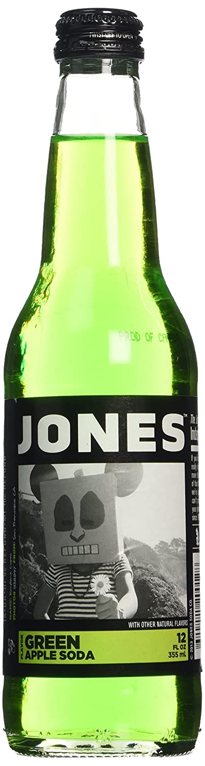 Jones Soda Co. Cane Sugar Green Apple Soda 12oz Bottles [12-Bottles]