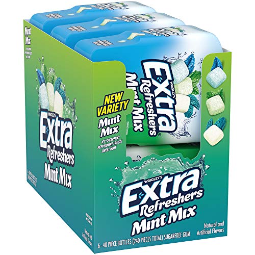 EXTRA Refreshers Mint Mix Gum, 3.21-Ounce 40-Piece Bottle (Pack of 6)
