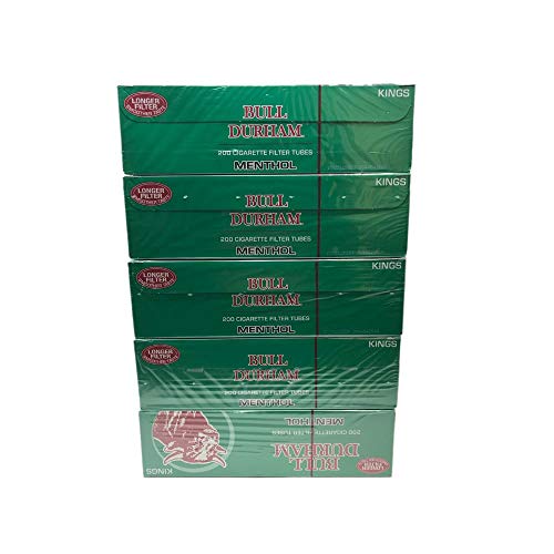 Bull Durham Cigarette Filter Tubes Menthol Green King Size 200ct (5-Boxes)