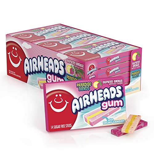 Airheads Candy Sugar-Free Chewing Gum Raspberry Lemonade 14 Sticks 12 Count