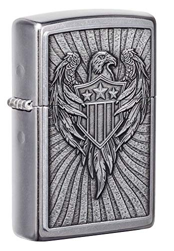 Zippo Eagle Shield Emblem Design Street Chrome Pocket Lighter
