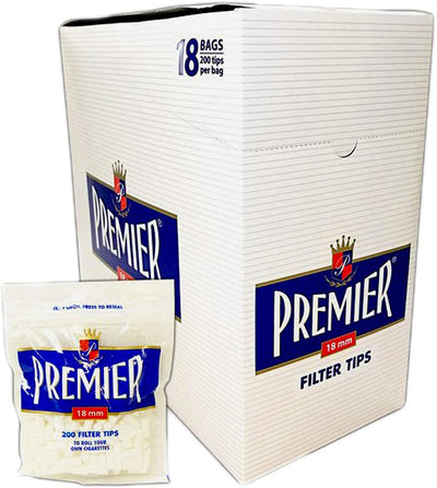 Premier Premium Filter Tips - 18mm - 200 Filters Per Bag