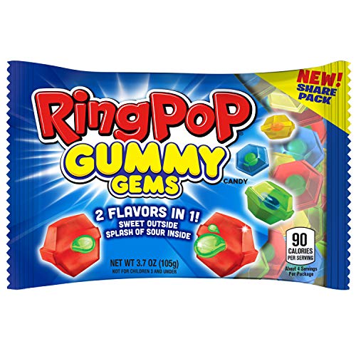 Ring Pop Gummy Gems Candy Assorted Flavors 3.7 Oz (Pack Of 16)