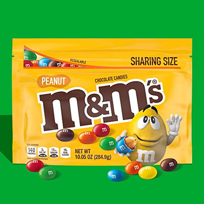 M&M'S Peanut Milk Chocolate, Sharing Size, 10.05 oz Resealable Bag