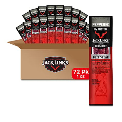 Jack Links Premium Cuts Beef Steak, Peppered, Strips, Bulk 1 Ounce (Pack of 72)