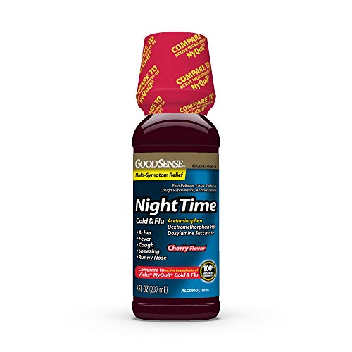 GoodSense Nighttime Cold and Flu Relief Cherry Flavor Cold and Flu Liquid