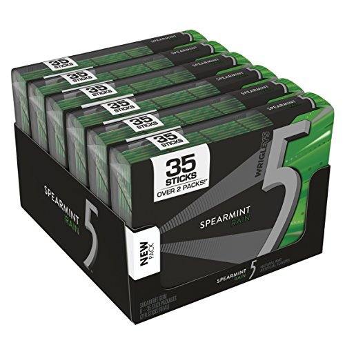 5 Gum Rain Spearmint Sugar-Free Chewing Gum 35-Stick Wholesale 6-Pack