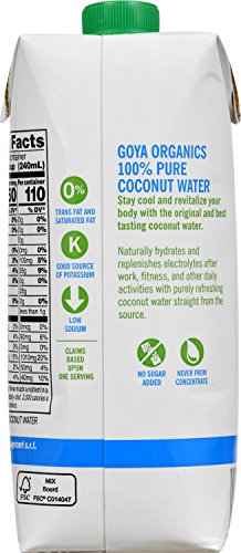 Goya Foods Organic Coconut Water, 100% Pure, 16.9 Fl Oz (Pack of 24)