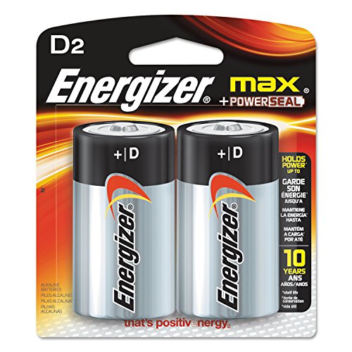 Energizer E95BP2 MAX Alkaline Batteries, D, 2 Batteries/Pack