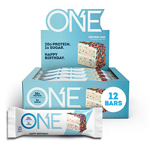 ONE Protein Bars Birthday Cake Gluten Free with 20g Protein 2.12 oz (12 Pack)