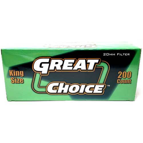 Great Choice Menthol King Size Cigarette Tubes Green 200 Count Per Box