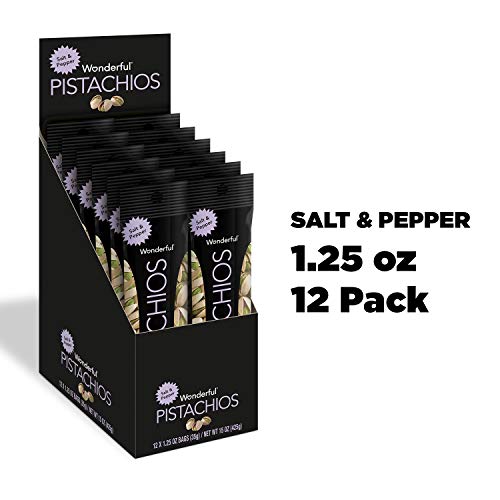 Wonderful Pistachios, Salt and Pepper Flavored, 1.25 Ounce (Pack of 12)