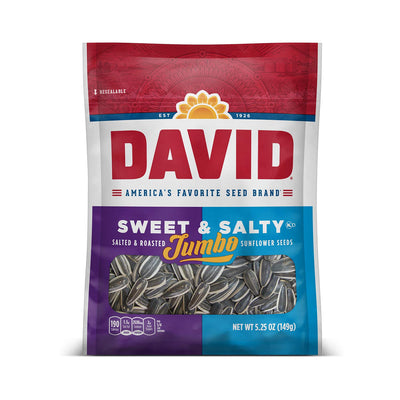 DAVID Jumbo Sweet & Salty Sunflower Seeds 5.25 oz