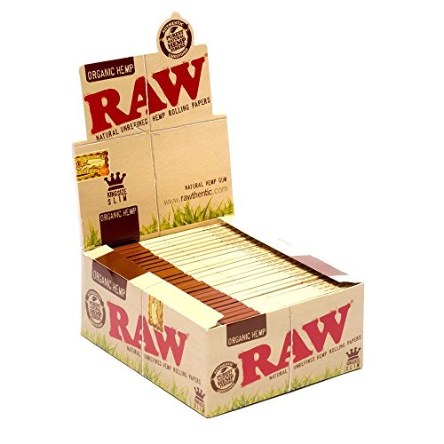 Raw King Size Slim Organic Hemp Rolling Papers Full Box of 50 Packs, 32 Count (Pack of 50)