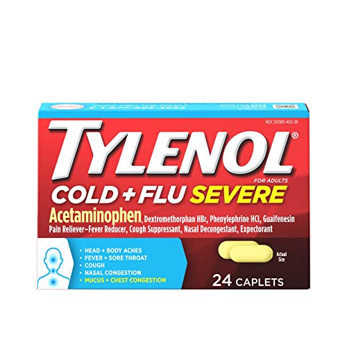 Tylenol Cold + Flu Severe Caplets for Fever, Pain, Cough & Congestion, 24 ct.