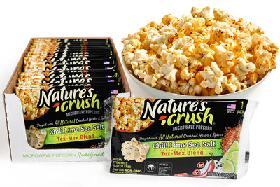 Nature's Crush Natural Microwave Popcorn, TexMex Blend - Gourmet Crushed Herbs and Spices (16 bags)