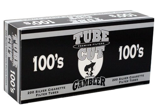 Gambler Tube Cut Silver 100mm RYO Cigarette Tubes 200 Count Per Box (Pack of 5)