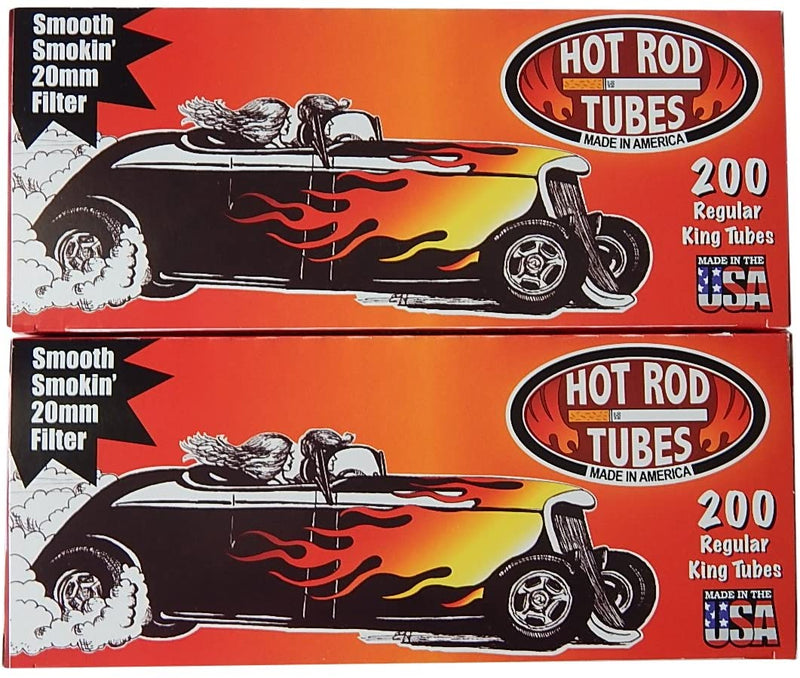 Hot Rod Tube Cigarette Tubes 20mm Filter 200 Count Per Box Regular King Size