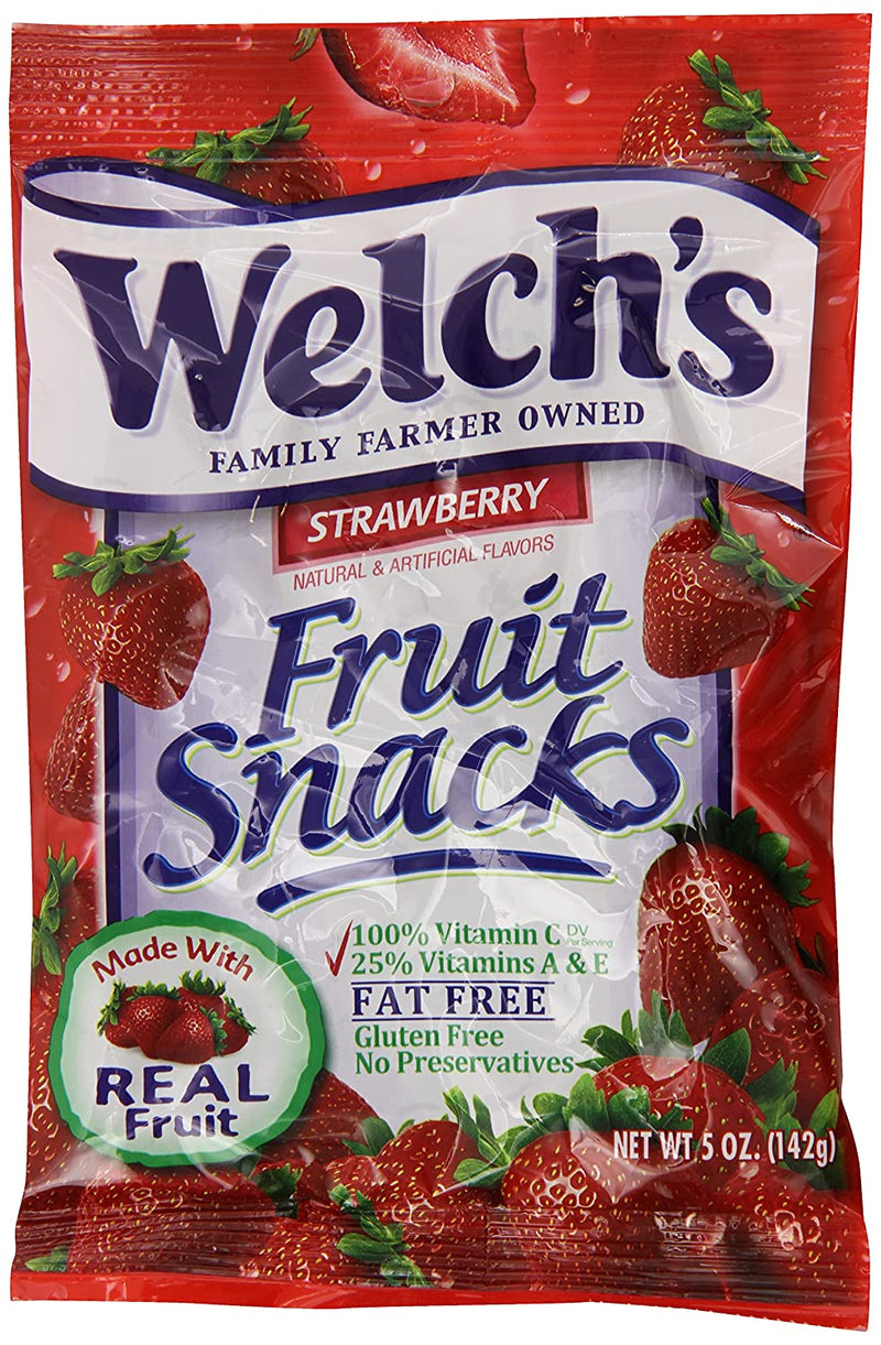 Welchs Strawberry Fruit Snacks, 5-Ounce Bag  - 12 Bags