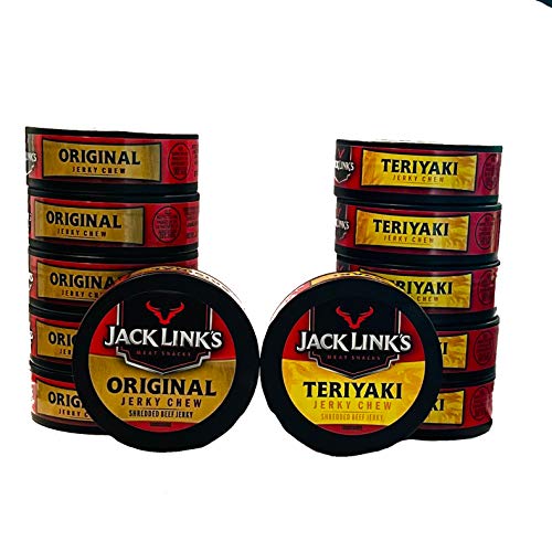 Generic Jack Links Original and Teriyaki Jerky Chew Bundle | Original Beef Jerky Chew | Teriyaki Beef Jerky Chew | .32 oz Cans | 6 Cans Each Flavor | 12 Total Cans
