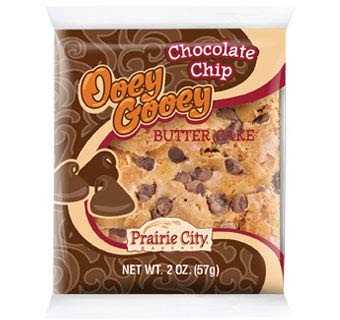 Prairie City Bakery Ooey Gooey Butter Cake Individually Wrapped 2 Ounce Snack Cakes Pack of 10 (Chocolate Chip)
