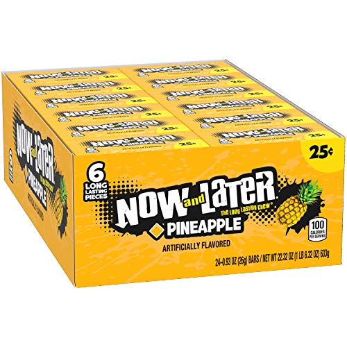 Now & Later Original Pineapple Taffy Chews Candy 24-Pack Wholesale